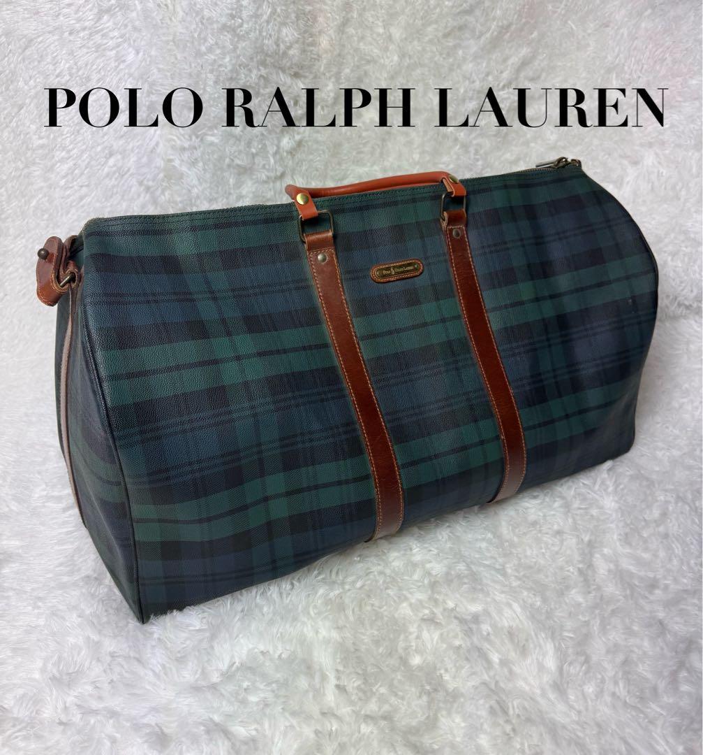 aky Polo Ralph Lauren チェック柄ボストンバッグ