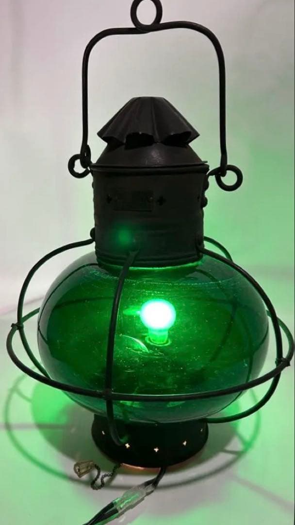 昭和レトロ　船舶用ランタン（吊り下げ/平置き100V電源点灯改造）＜25b14＞