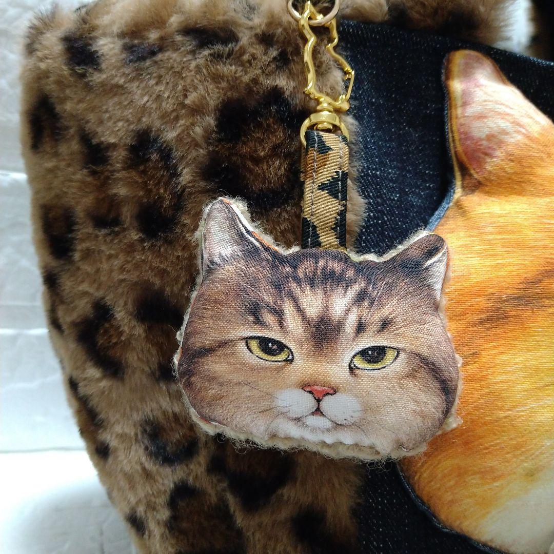 ね*】様 コヤンイサムチョン☆スクエアトートバッグ　デニム＆ヒョウ柄ボア　ふてに