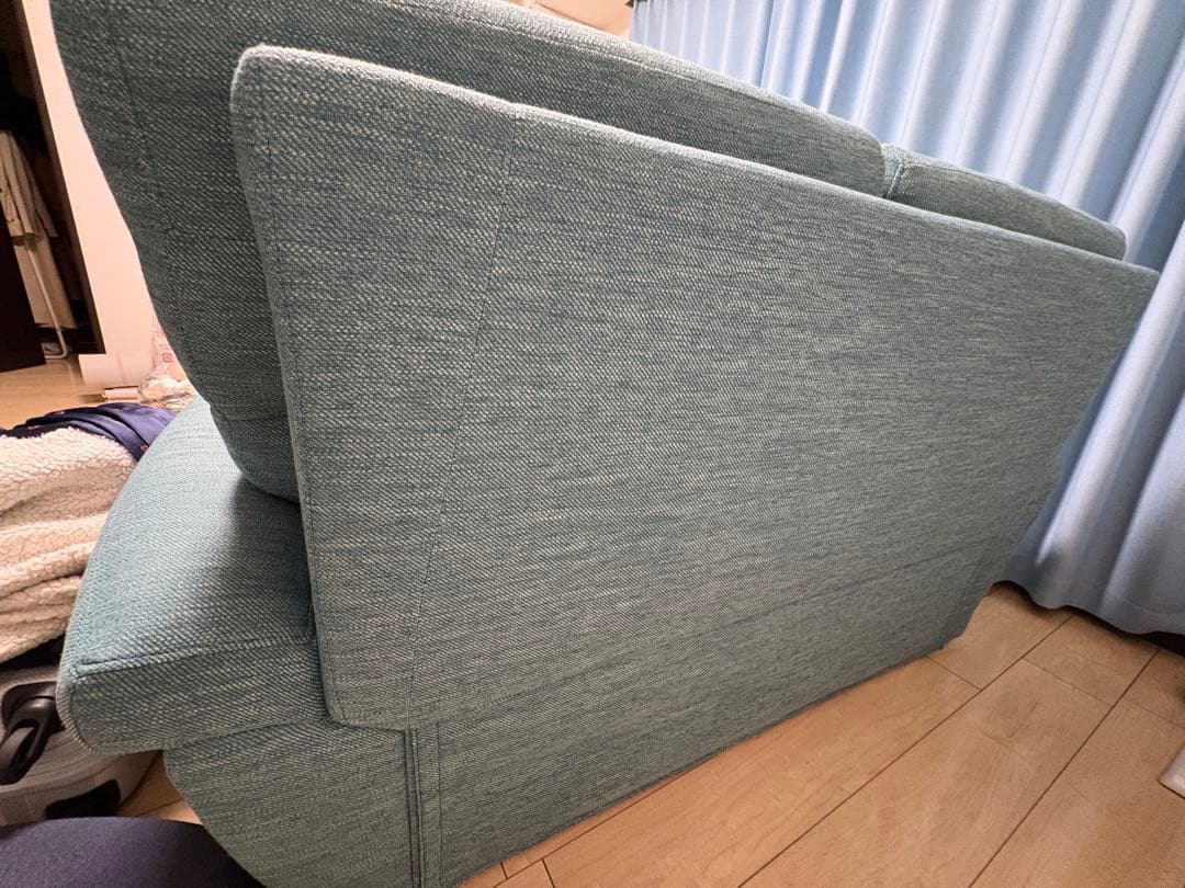 2人掛け布張りソファ ターコイズブルー