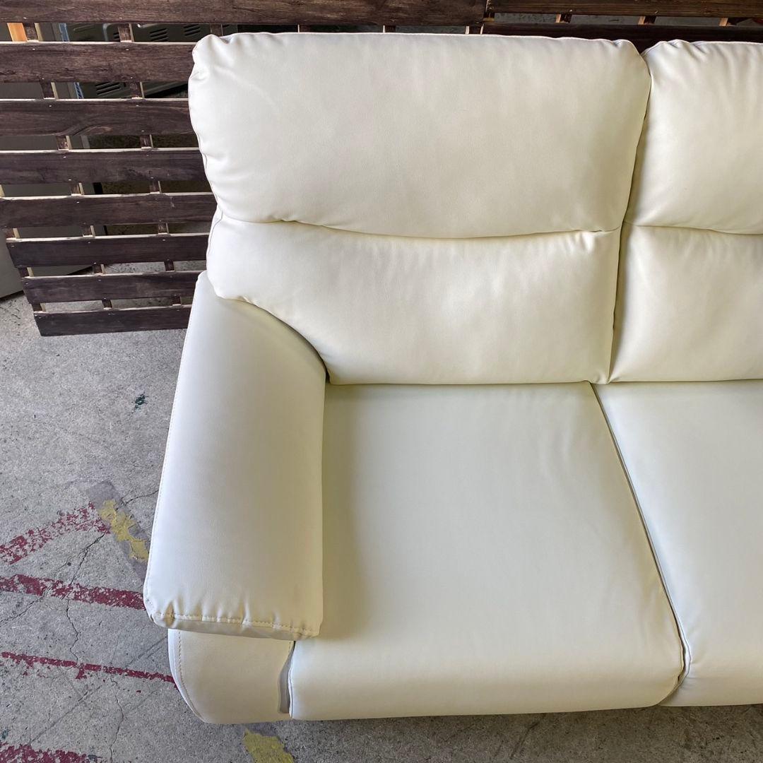 G290\" NITORI N-SHIELD 2シーター レザー ソファ ホワイト