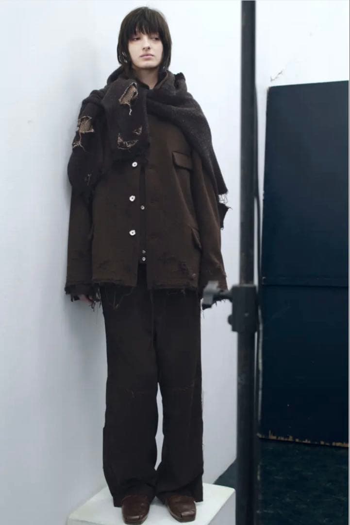 ジャケット・アウター ANCELLM TWEED CRASH JACKET BROWN