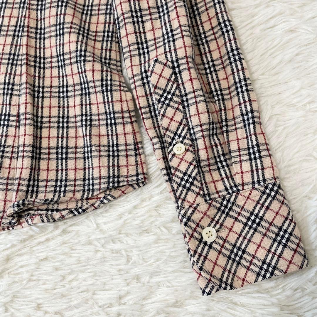 バーバリーブルーレーベル ノバチェック ボウタイリボン ブラウス コットン 36