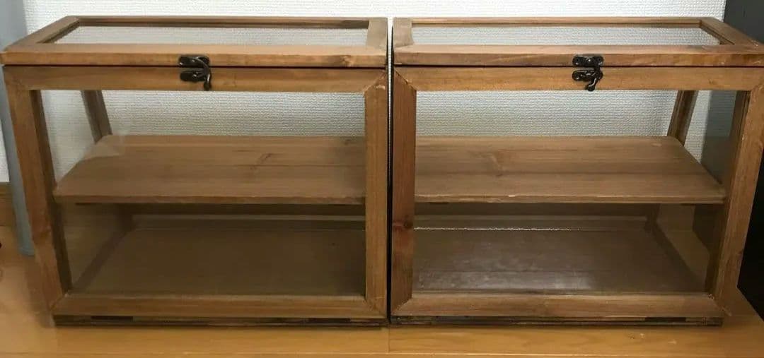 専用リサイクルウッド カウンターキャビネット ガラスケース ショーケース サリュ