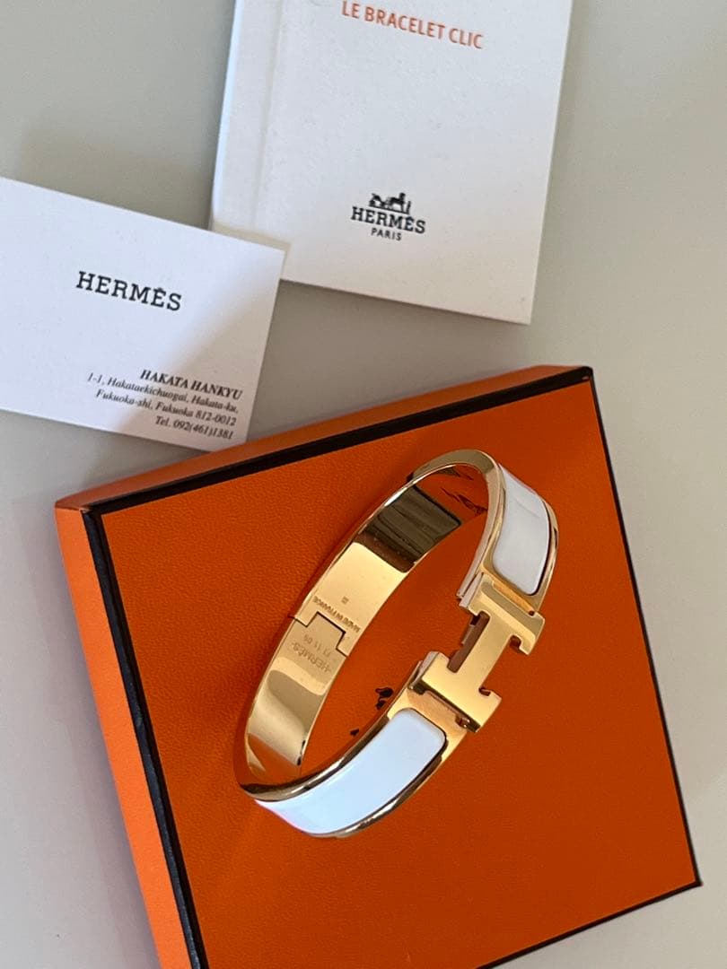 HERMES エルメス クリックH PMバングル ホワイト・ゴールド