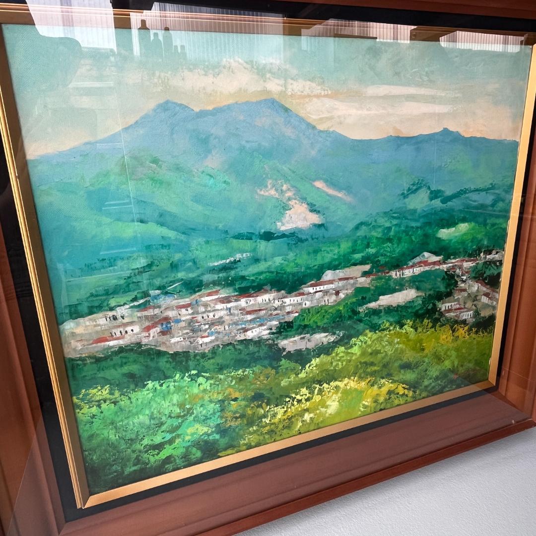 額縁付き　広瀬和之　F12　油彩画　雲仙