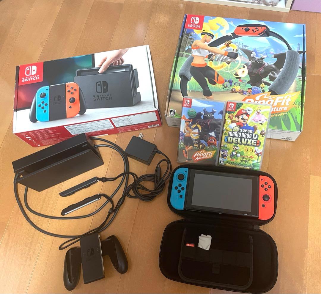 Nintendo Switch 本体 ゲームソフト2本付(リングフィット&マリオ
