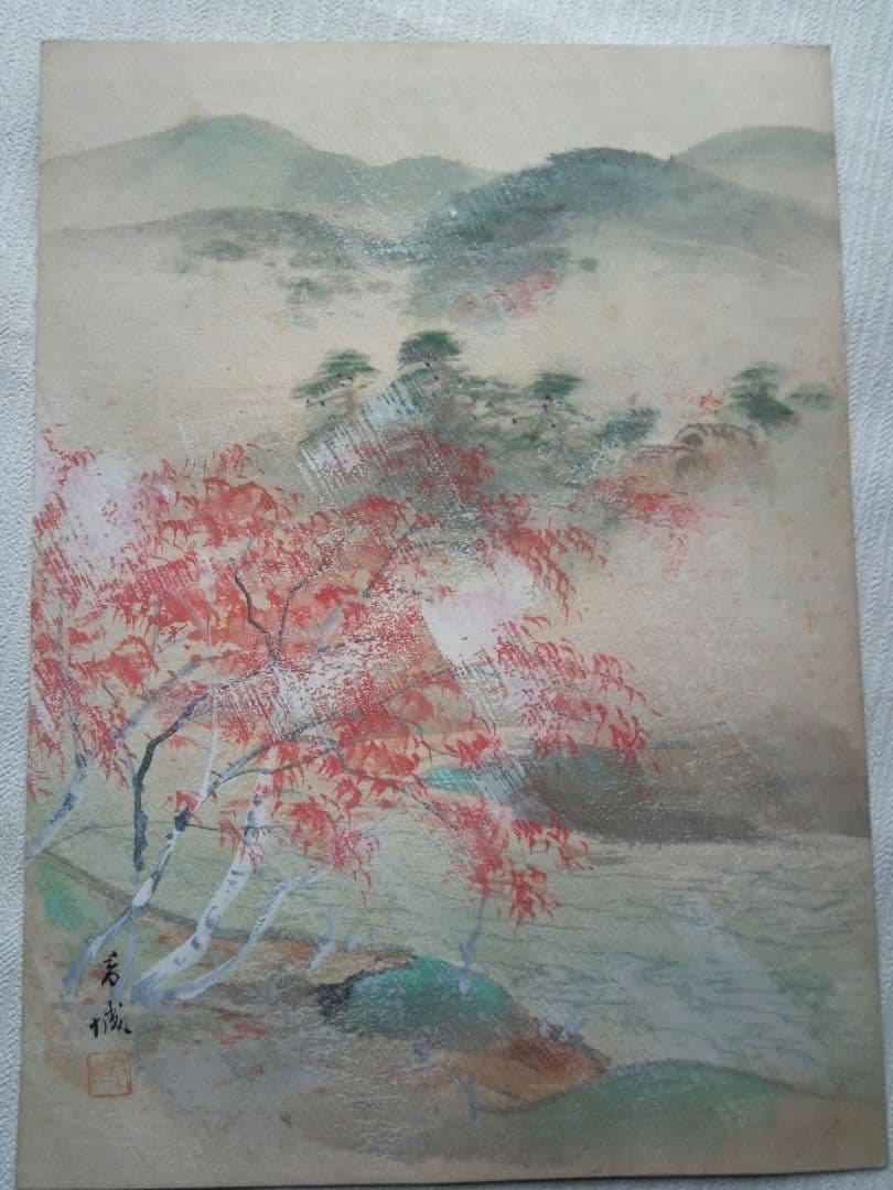 名古屋の画家浅見香城の風景画紙本日本画(まくり）全8枚売り、本物