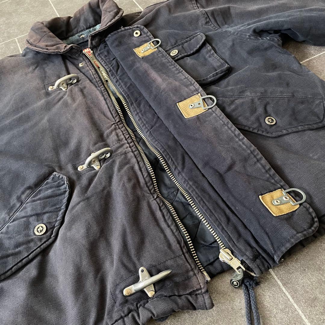 90's ヴィンテージ ダック ファイヤーマンジャケット 短丈 茄子紺 L