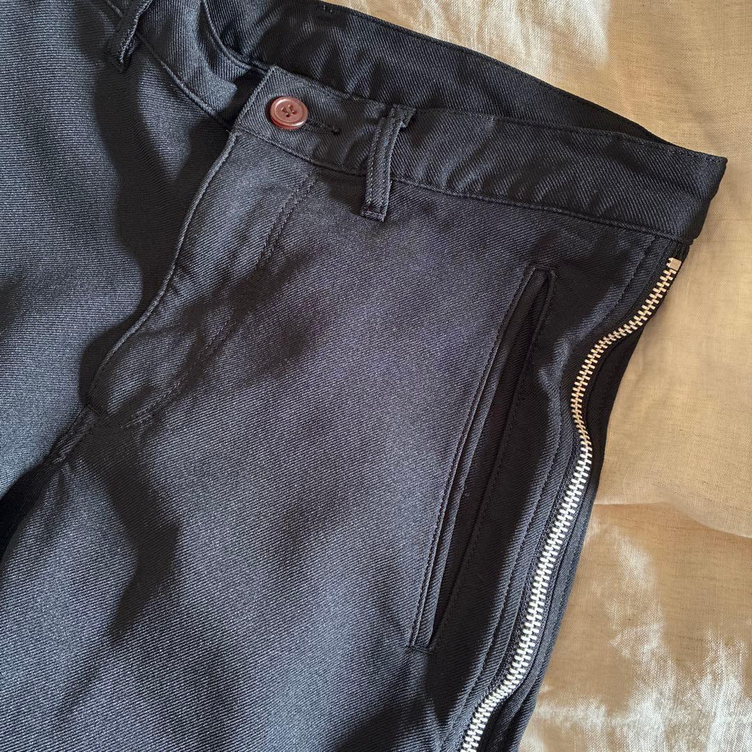 ブラックコムデギャルソン　ポリ縮ジップパンツ