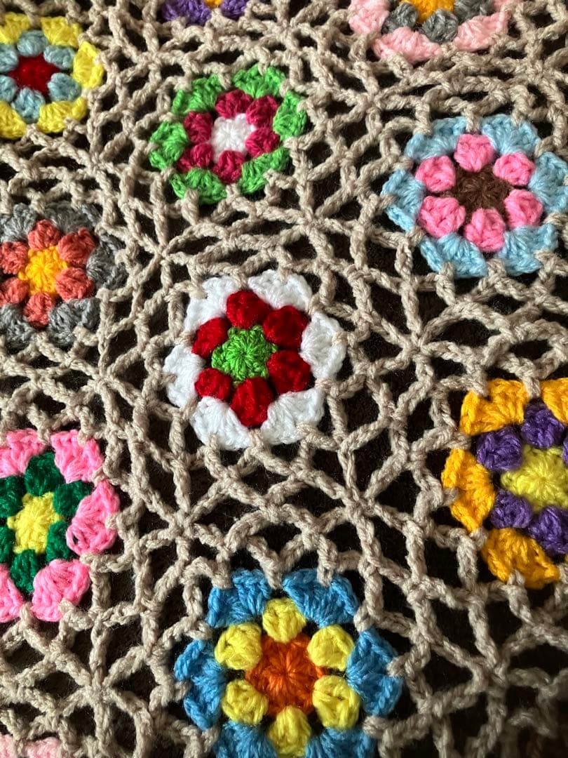 ちろちゃん　ソファーカバー　大判ブランケット　マルチカバー　手編み