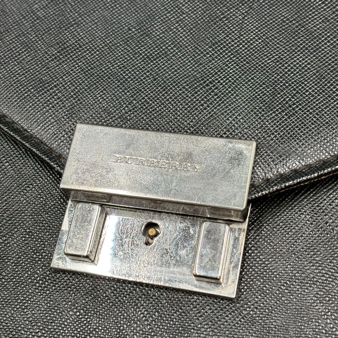 鍵付き美品 バーバリー サフィアーノレザー ブリーフケース ダレスバッグ 黒色