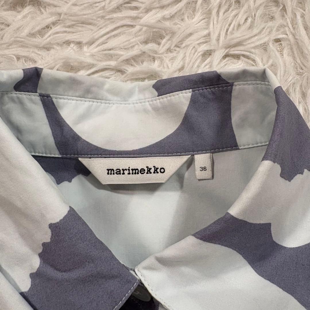 marimekko マリメッコ　シャツワンピース　ウニッコ　ライトブルー