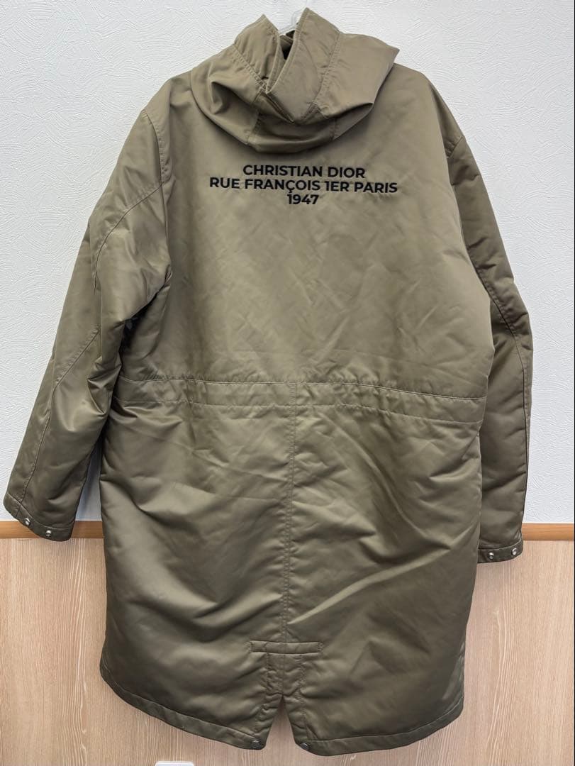 極美品 Dior ディオール 1947刺繍 ナイロン フーデッドコート 48