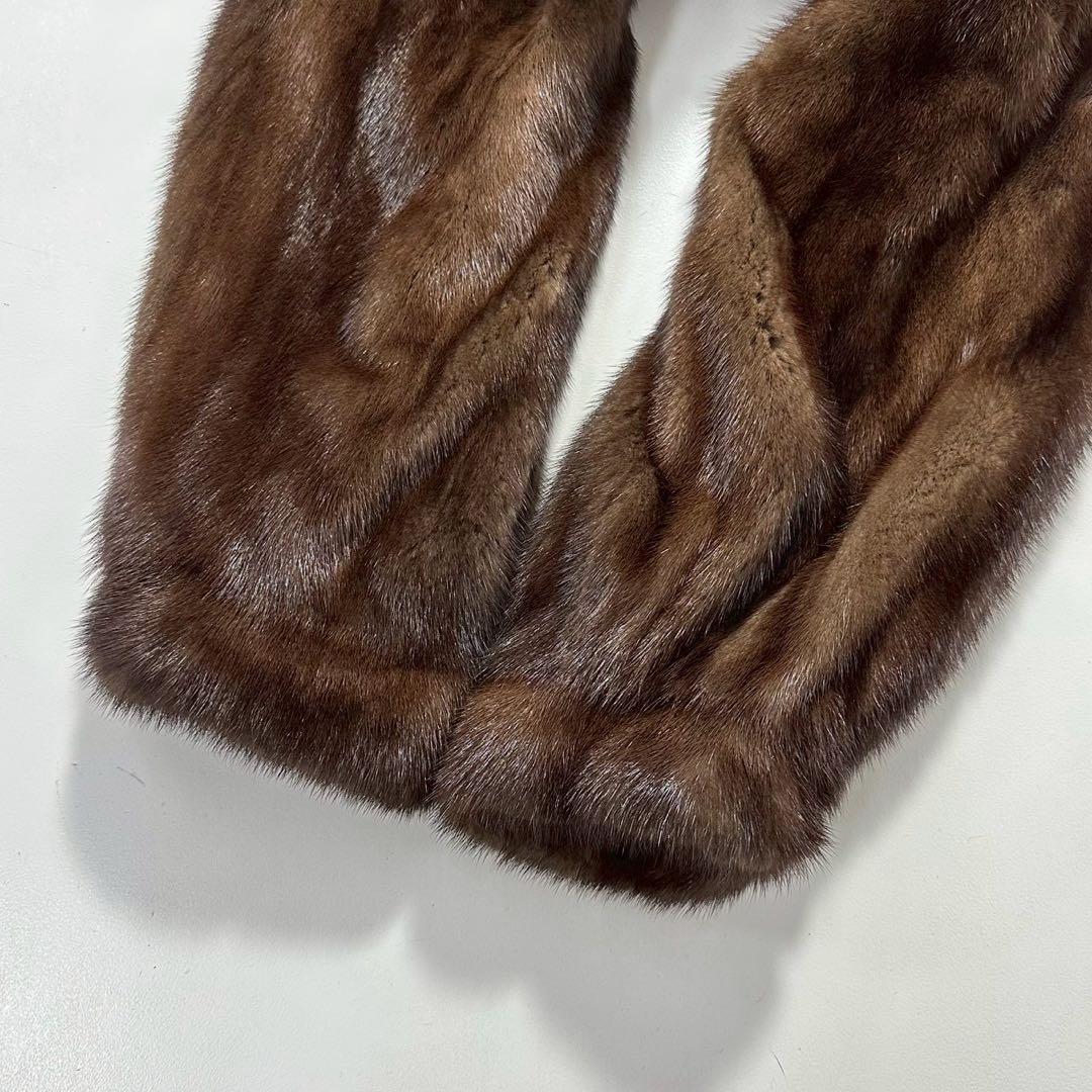 ツヤ◎毛並み◎デミバフミンク ファーコート 丸襟 Aライン　本毛皮　なめし柔らか