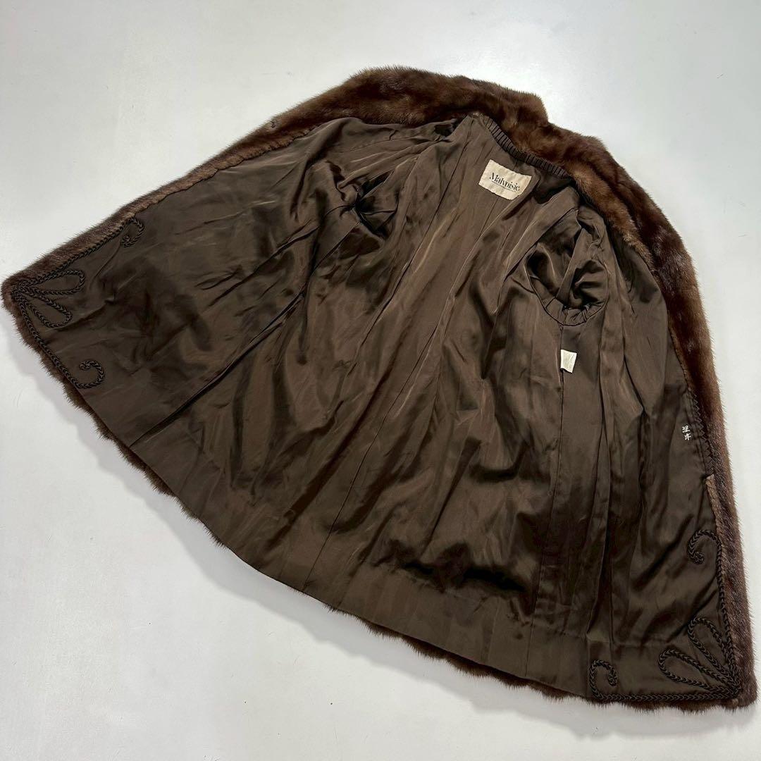 ツヤ◎毛並み◎デミバフミンク ファーコート 丸襟 Aライン　本毛皮　なめし柔らか