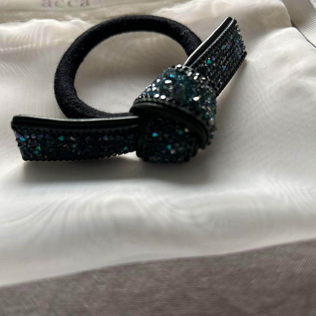 【新品未使用】acca ブルーブラックリボン型ヘアゴム