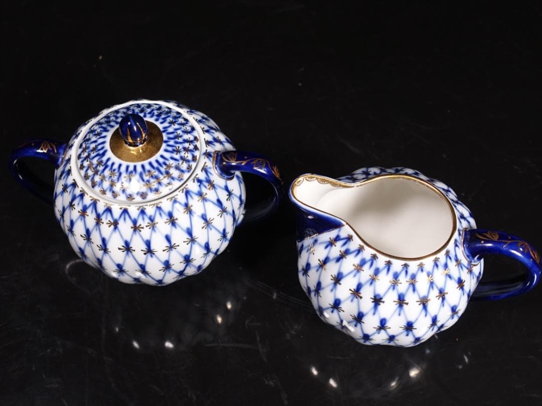 ロモノーソフ LOMONOSOV コバルトネット ポット クリーマー セット