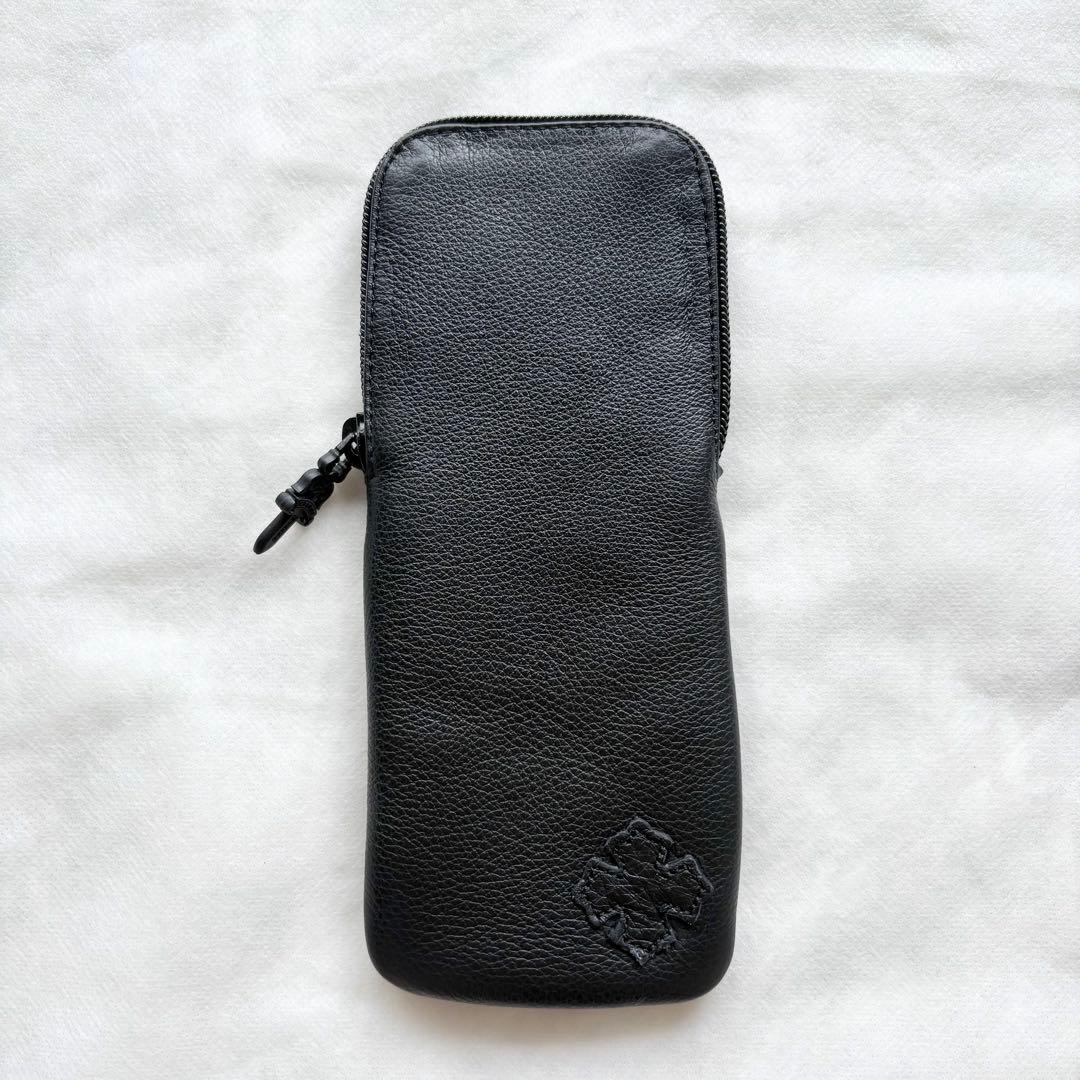 クロムハーツ メガネケース レザー クロスパッチ ダガーファスナー クロス