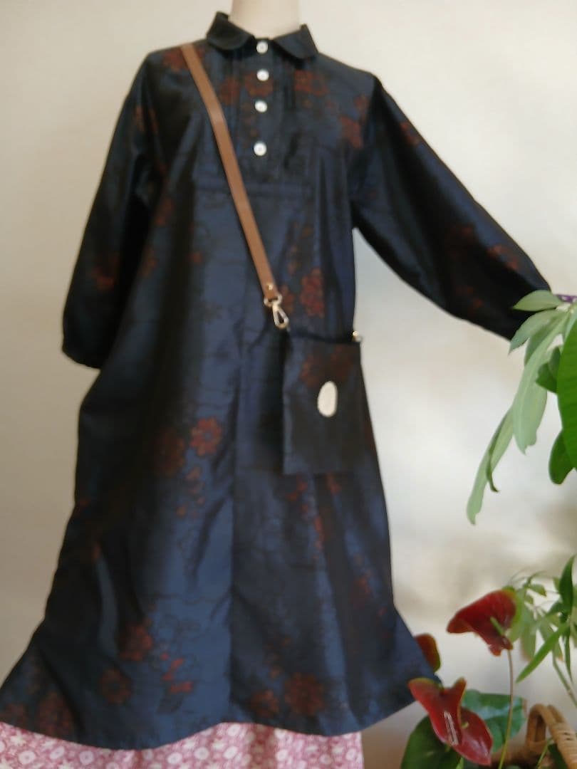 着物リメイク★本場大島紬反物から★ワンピース★&ポシェット