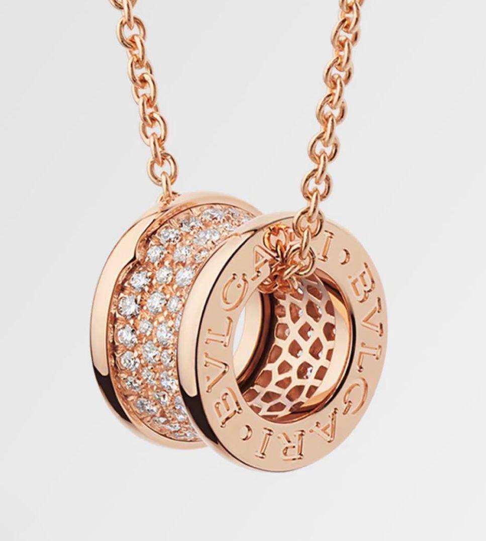 新品 ネックレス 18k ビーゼロ ピンクゴールド　ストーン付き