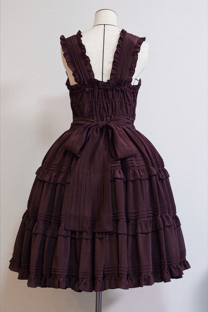 morphose　ピンタックティアードジャンパースカート　ブラウン