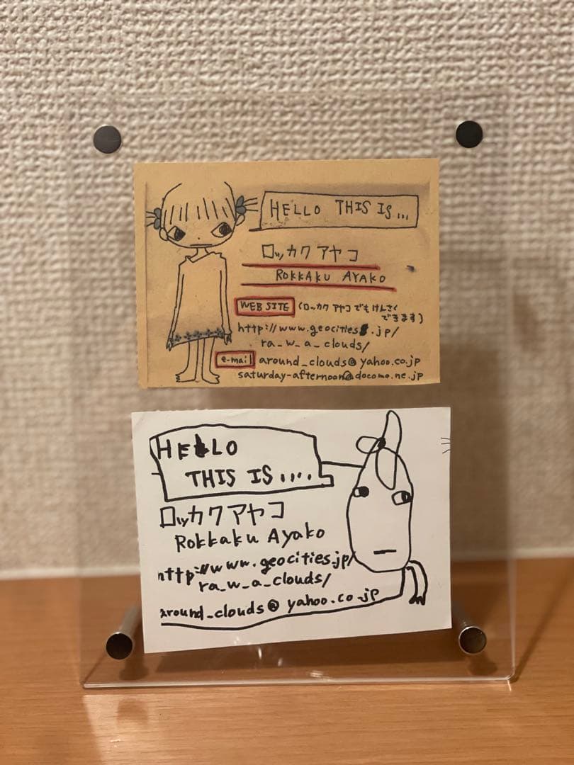 ロッカクアヤコ【直筆】線画入り名刺2枚セット Ayako Rokkaku