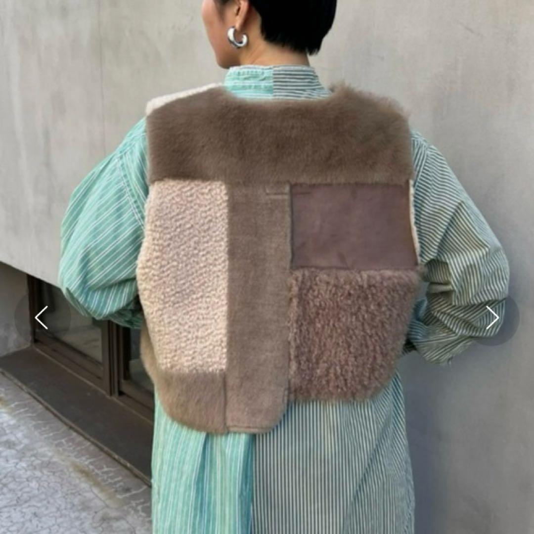 未使用 etsinta 定価1.6 リメイク ファー ムートン ベスト