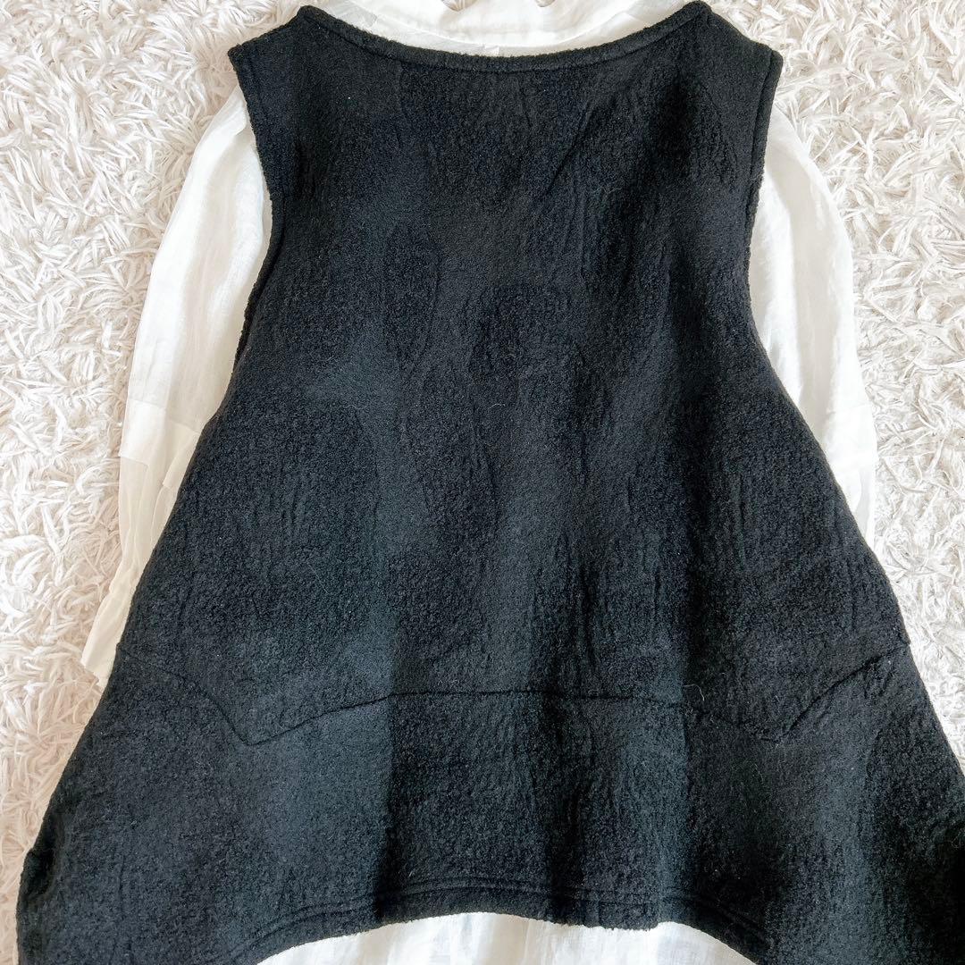 美品⁂センソユニコ⁂ジウ⁂ニットベスト　チュニック　変形ヘム　バルーン　総柄　L