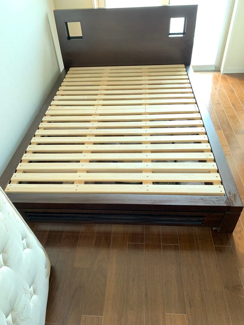 【タルンちゃん専用】 a.flat アジアン家具 ダブルベッド（木製／ブラウン）