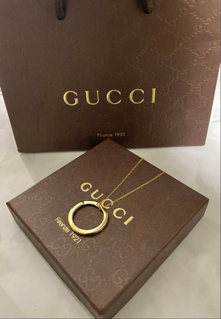 ★極美品　グッチ GUCCI リングチャームネックレス ゴールド【確実正規品】