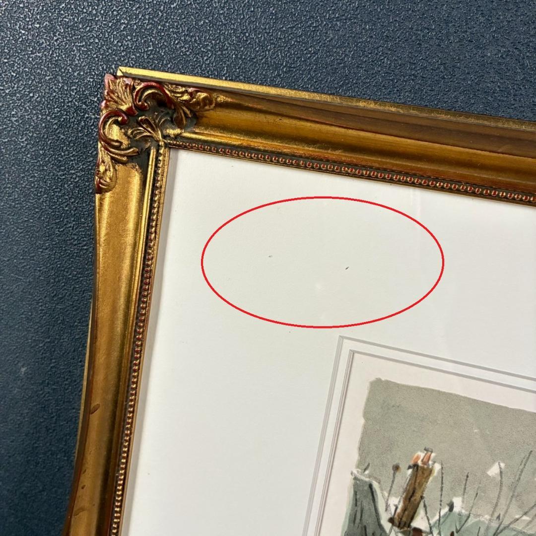 美品 児玉幸雄「雪のボージュ広場」リトグラフ 直筆サイン有 お洒落な額装 パリ