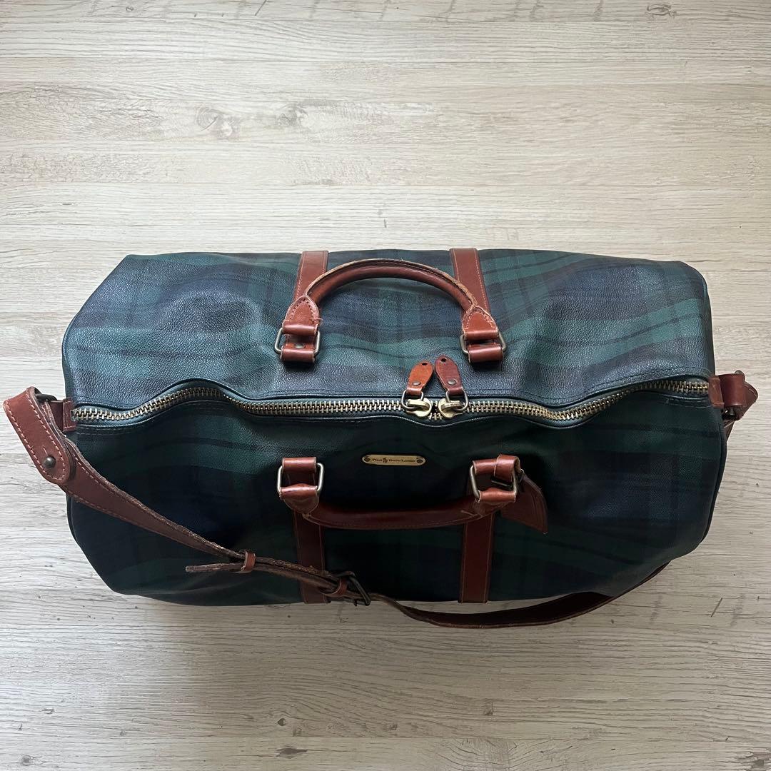 美品 ポロラルフローレン 2way ボストンバッグ 大容量 チェック柄 PVC