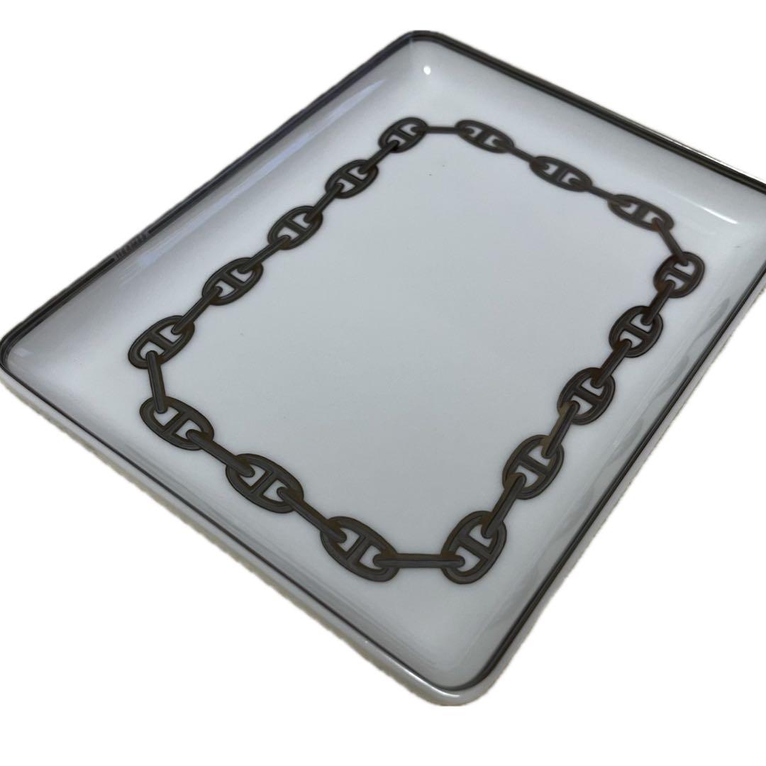 HERMES チェーン模様のホワイトプレート 飾り皿