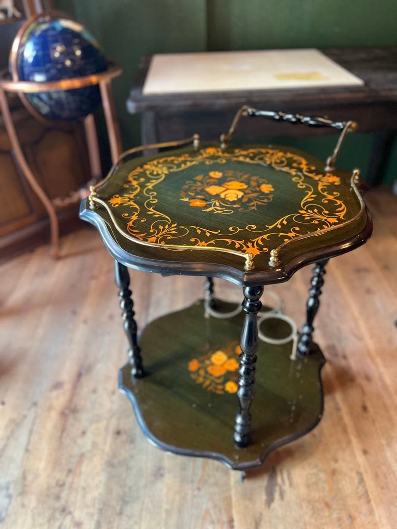 イタリア製 象嵌 ティーワゴン キッチンワゴン アンティーク インテリア