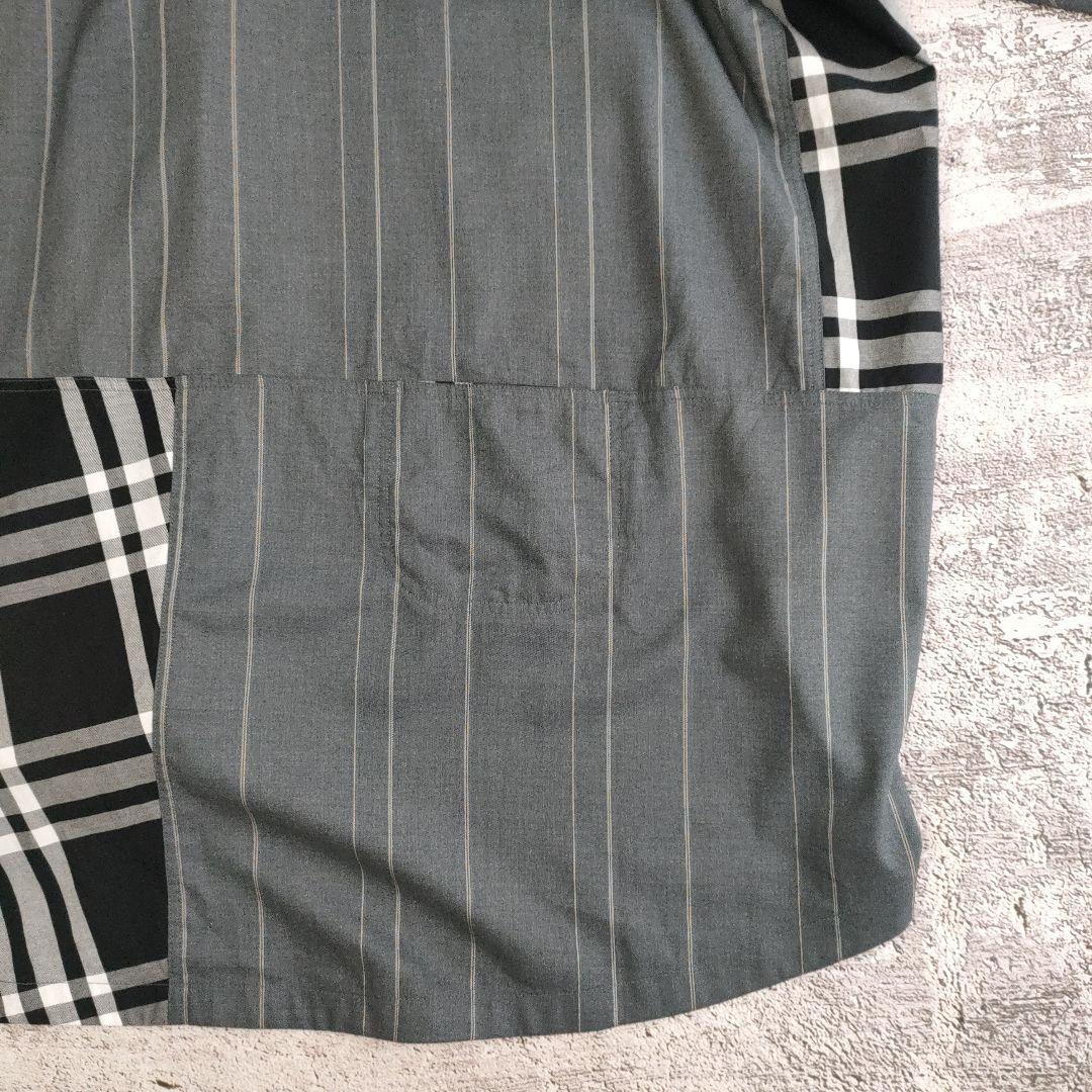 希少　萌 MOYURU ストライプチェックコンビネーションロングシャツ