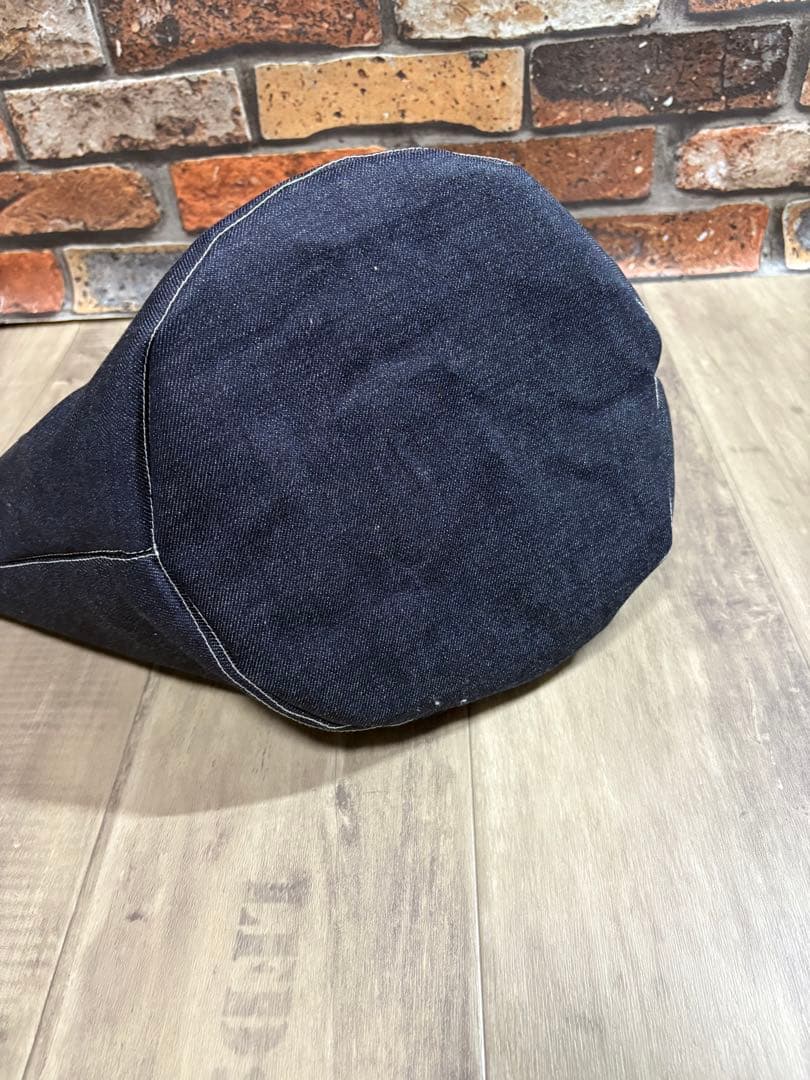 デニムリメイク　大きい丸底トートバッグ