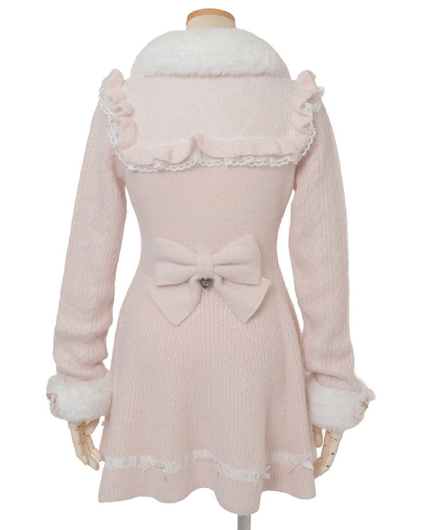 LIZLISA リズリサ ファーカラーペプラムカーディガン ピンク 試着のみ