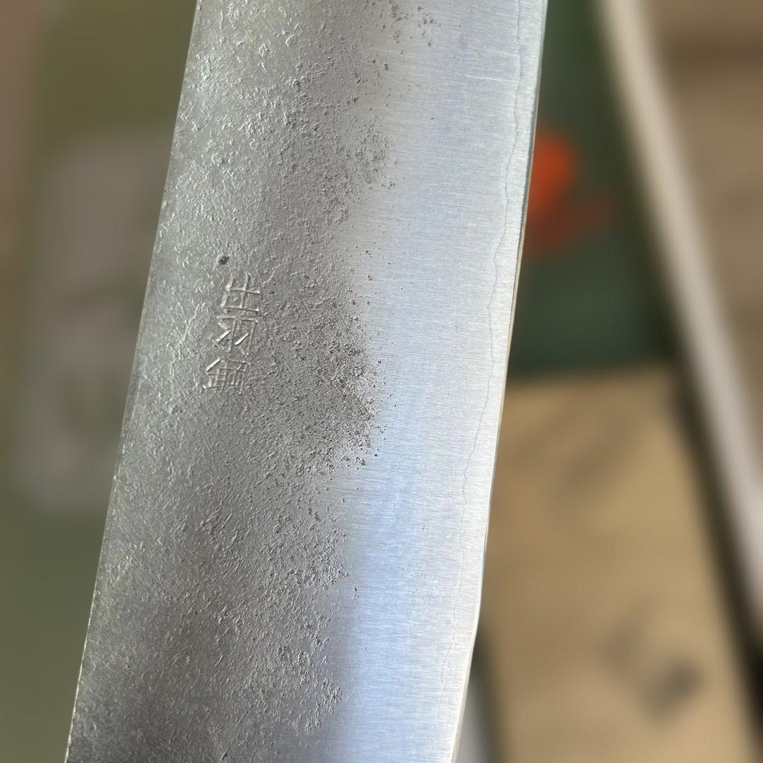 SS三枚打 菜切 出羽鋼/P口輪・朴柄 165mm 栄祥三郎作