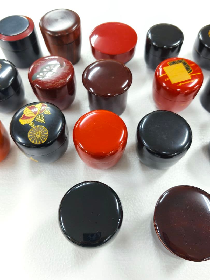 蒔絵 棗 木製 漆塗り小物入れ 20個セット