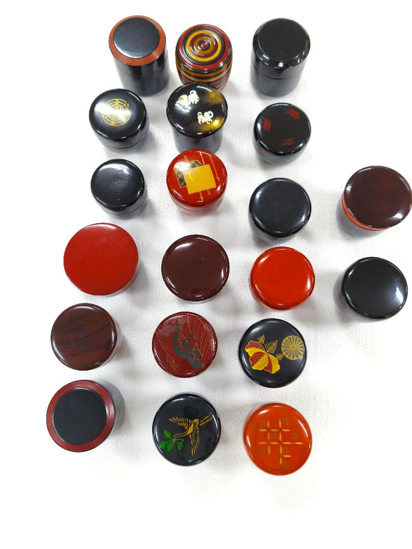 蒔絵 棗 木製 漆塗り小物入れ 20個セット