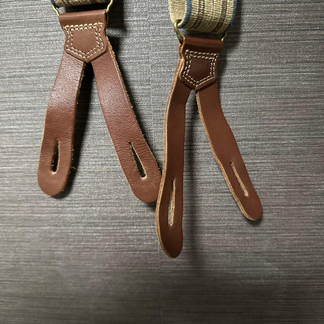 明日まで限定値下げ！atlast&co レザー切り替えストライプ サスペンダー