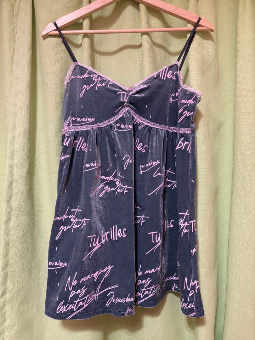 かきぶちもものベロアキャミワンピース-made in INTER FACTORY