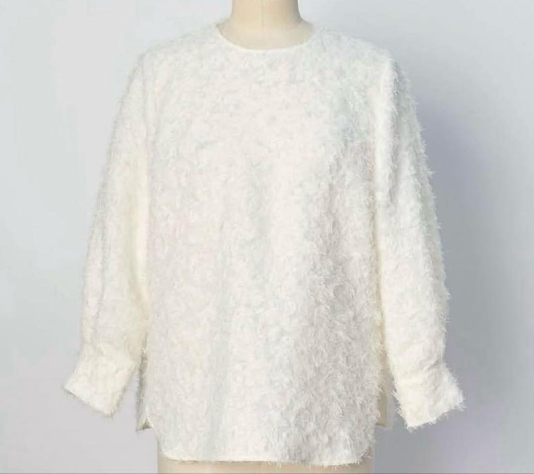 シンメ　SINME シャギーブラウス　白