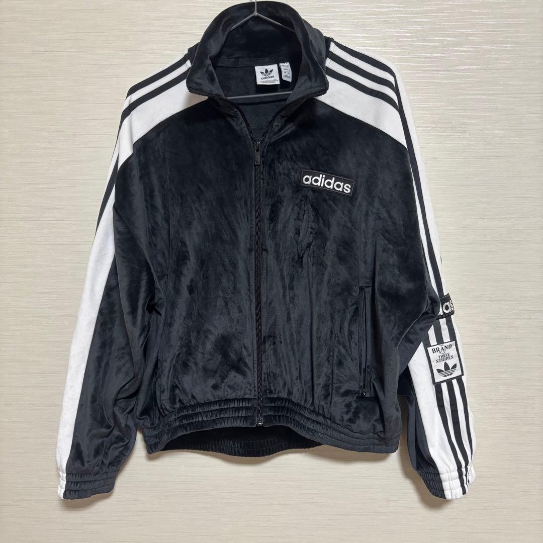 adidas ベロア ジャージ XL 黒/白 アディブレイク