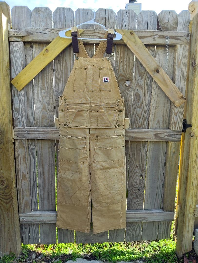 オーバーオール　ダブルニーカンガルーエプロン付き