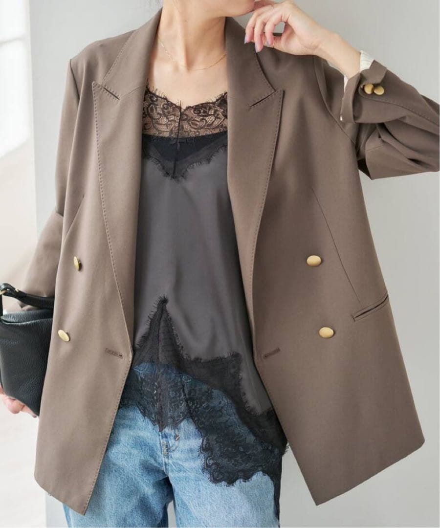 新品★Spick and Span レースサテンチュニックキャミソール　グレー