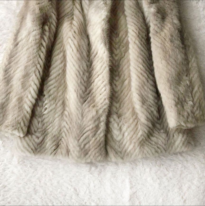 毛皮コート ファーコート リアル ミンク ホワイトシルバー ライトグレー M