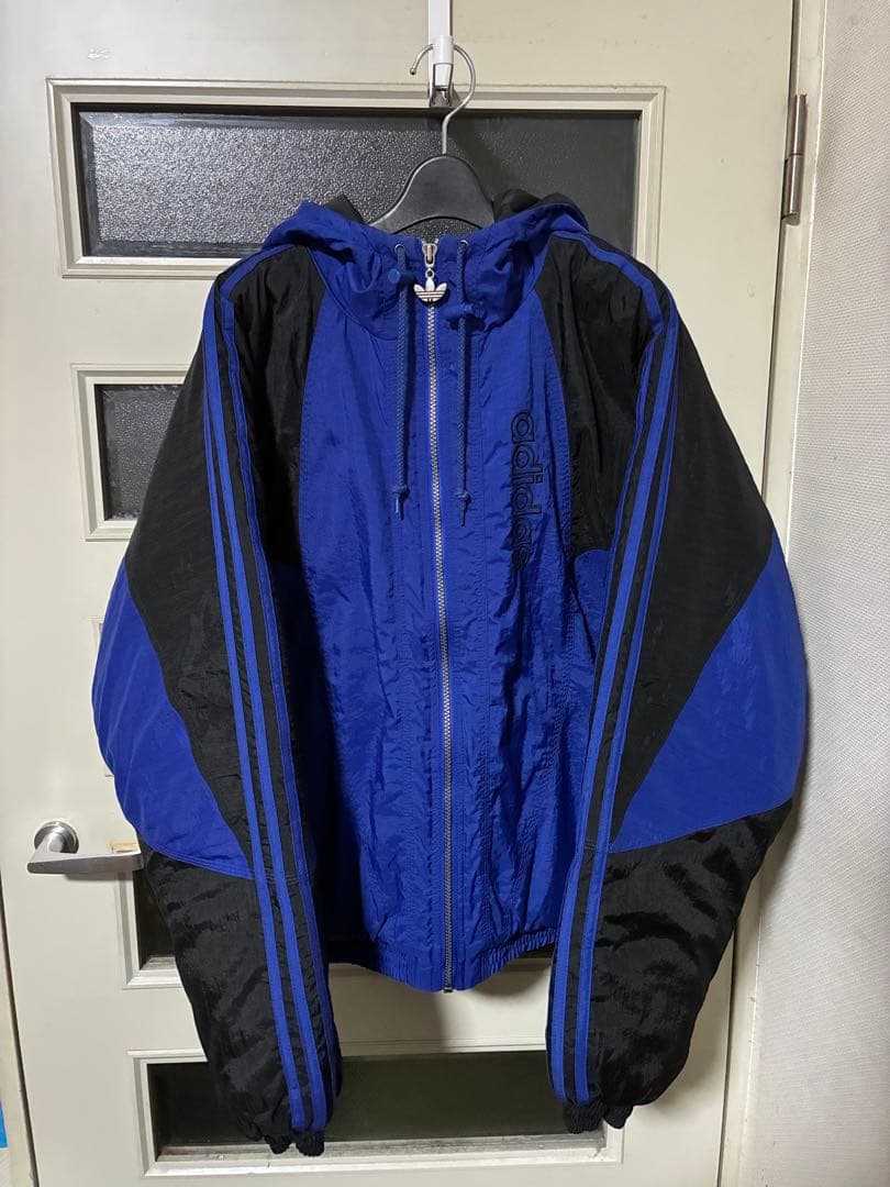 【希少】adidas 80sトレフォイル 中綿ジャケット　青　ブルー　Mサイズ