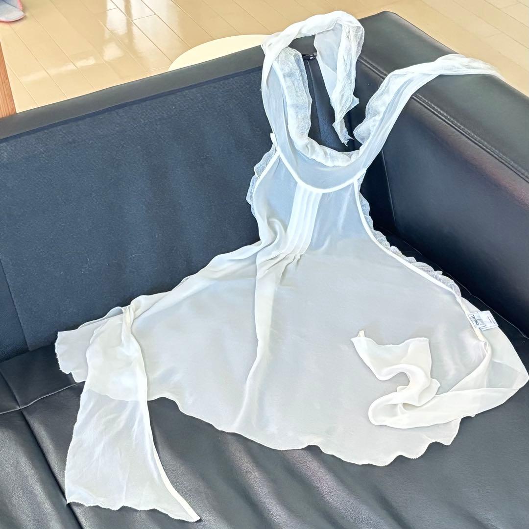 シャネルCHANELシフォンキャミソール リボンオフホワイトsize40